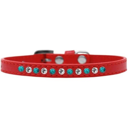 UNCONDITIONAL LOVE Southwest Turquoise Pearl & Clear Crystal Puppy CollarRed Size 14 UN851292